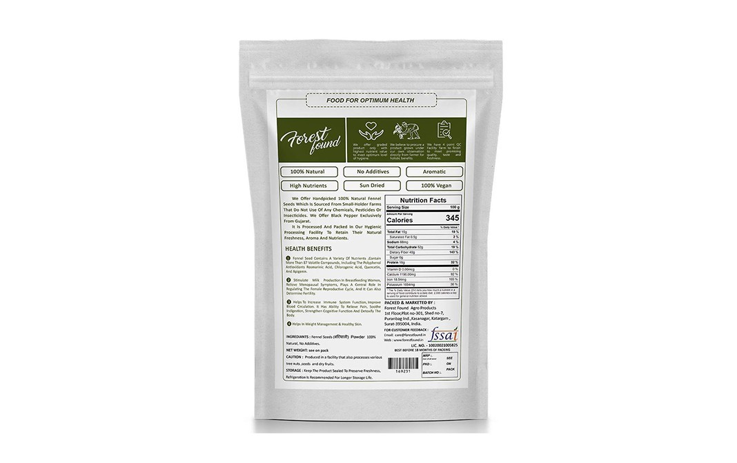 Forest Found Aromatic Fennel Seeds Powder    Pack  400 grams